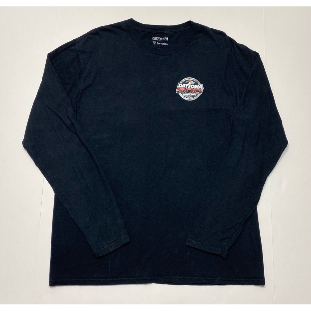 NASCAR Daytona 500 Fanatics Mens T-Shirt Size L  Black Long Sleeve‎ Graphic Logo